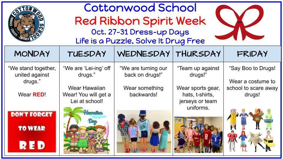 Red Ribbon Week Spirit Days