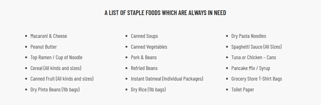 list of staple foods 