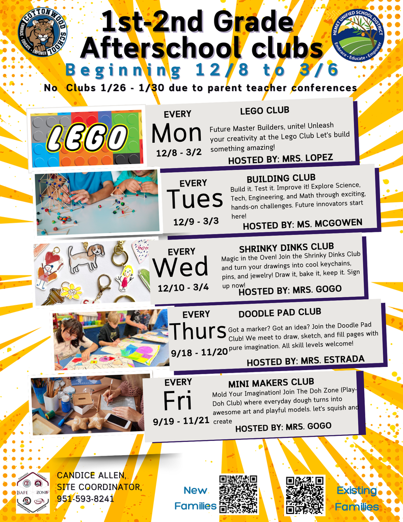 1st-2nd Teacher Led Clubs Round 2