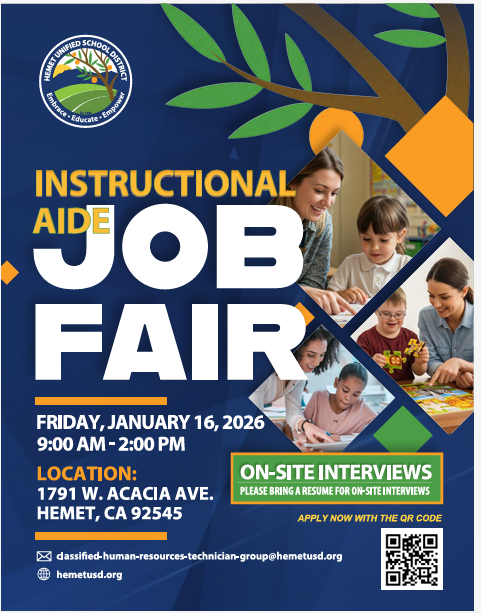 instructional aide job fair flyer 