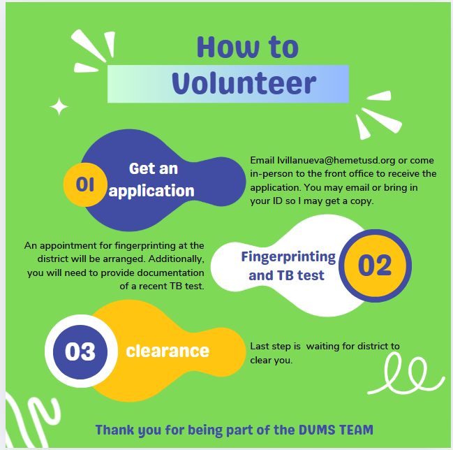 how to volunteer at DVMS 