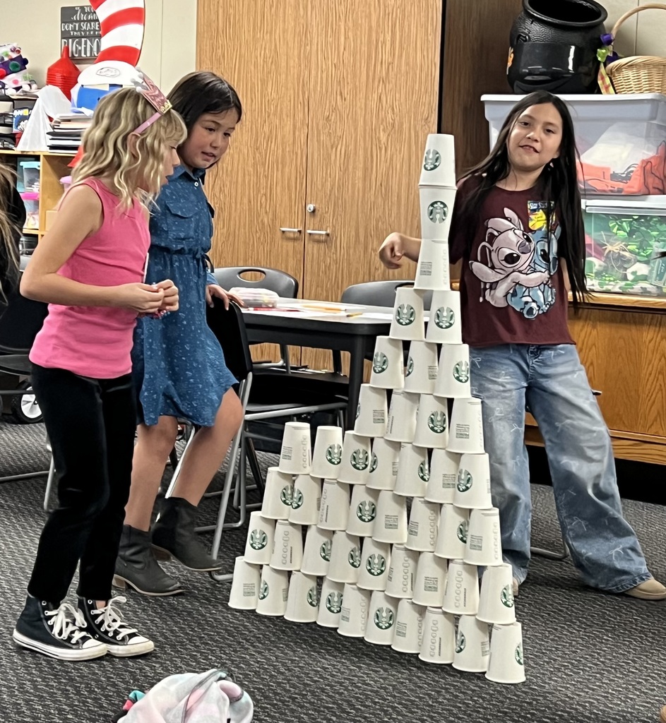 Building towers with cups as a team for Perseverance.