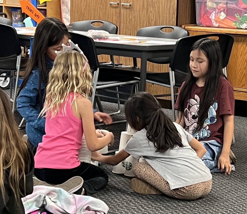 Building towers with cups as a team for Perseverance.