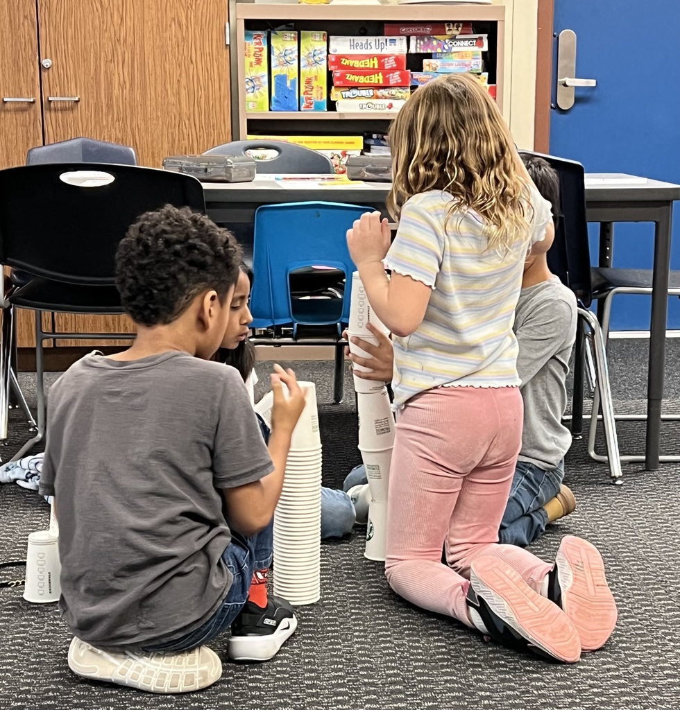 Building towers with cups as a team for Perseverance.