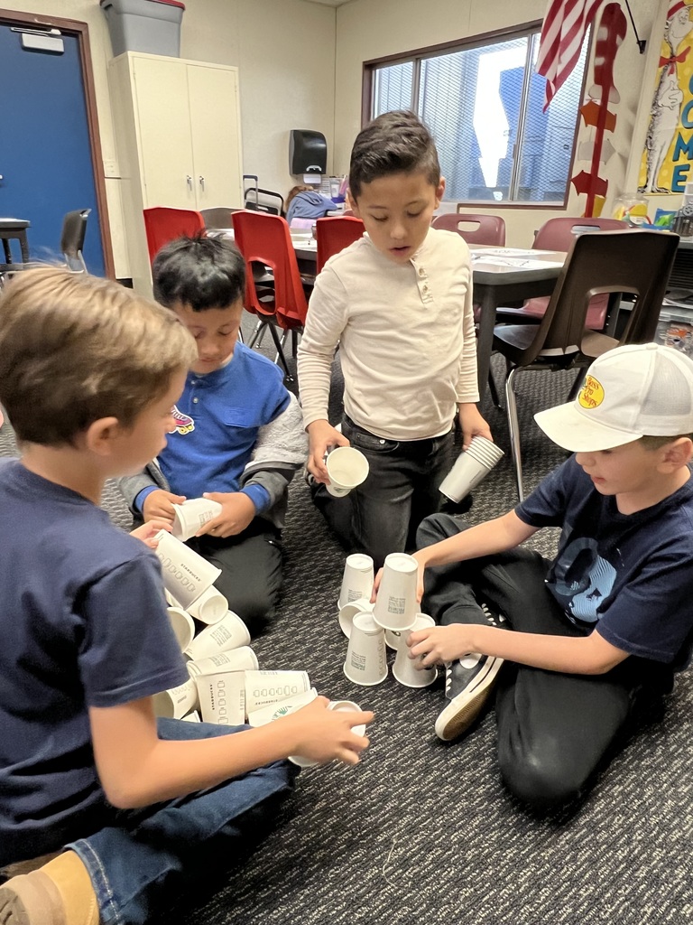Building towers with cups as a team for Perseverance.
