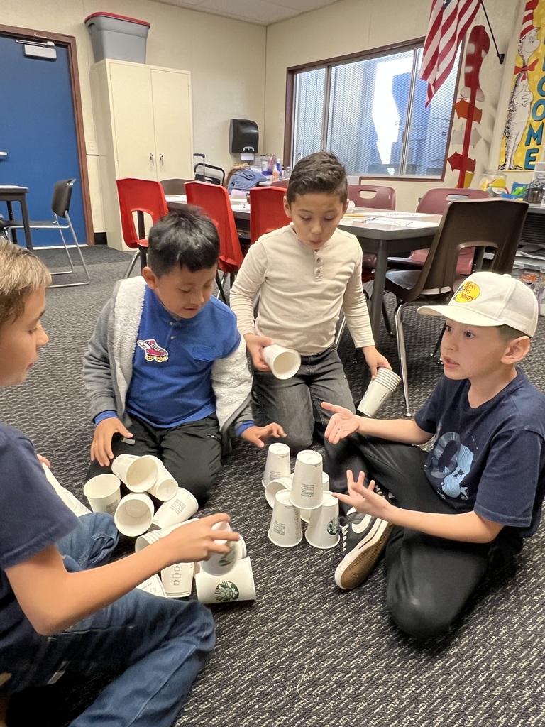Building towers with cups as a team for Perseverance.