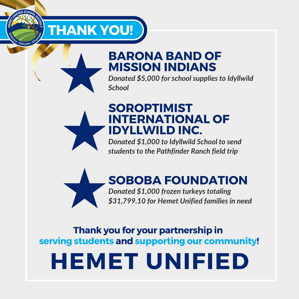 HUSD THANK YOU Posts (17)