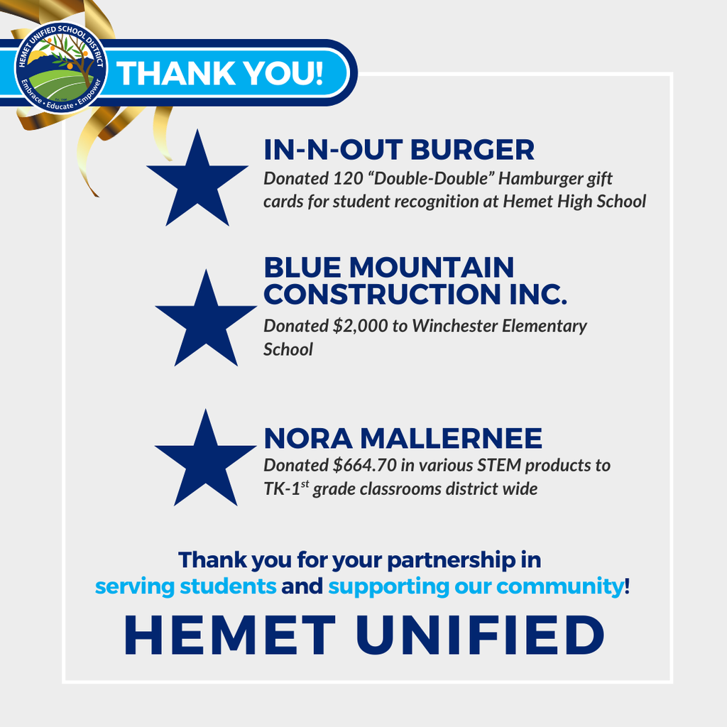 HUSD THANK YOU Posts (19)