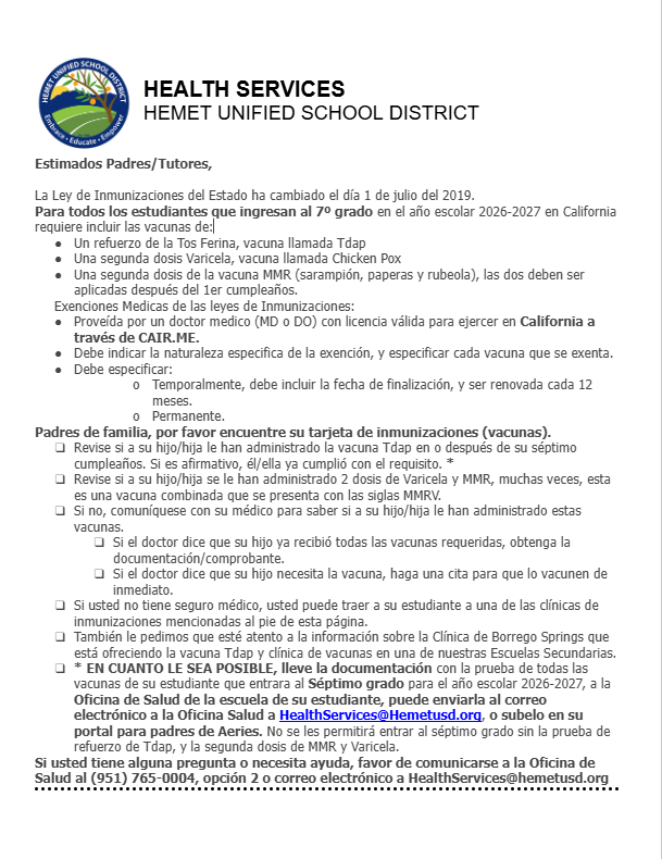 incoming 7th graders vaccines 