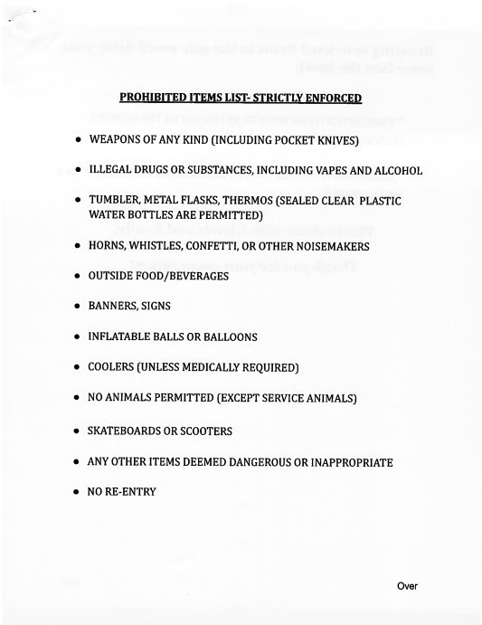 Graduation 26 Prohibited Items pg1