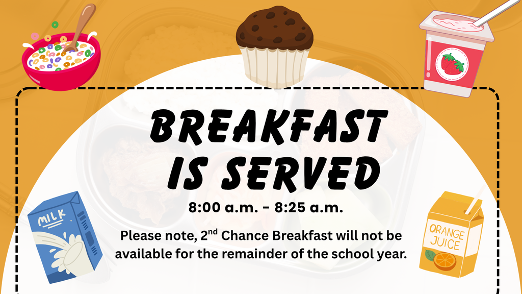 Breakfast is from 8-8:25