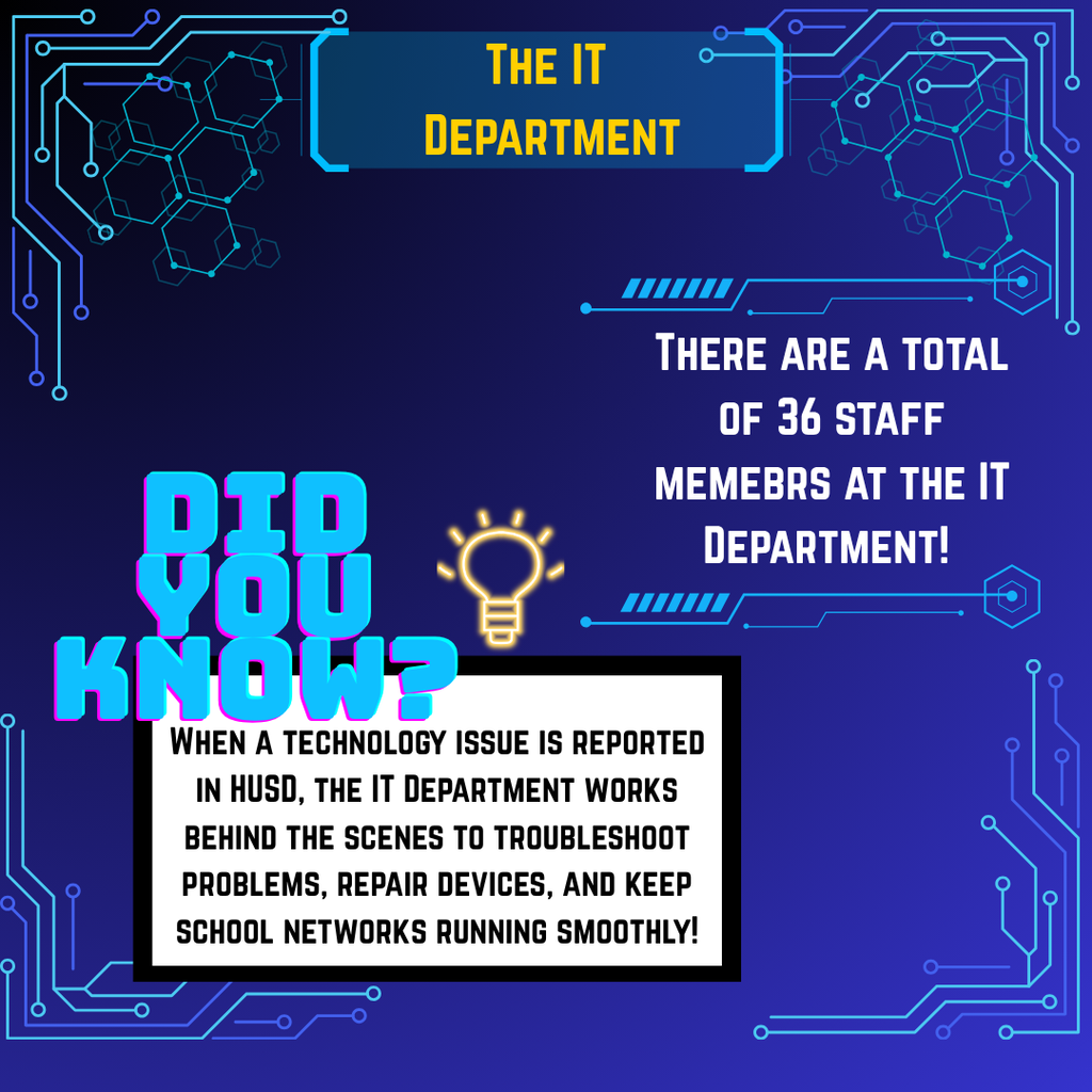Did You Know? Fun facts about the IT Department at the Hemet Unified School District.