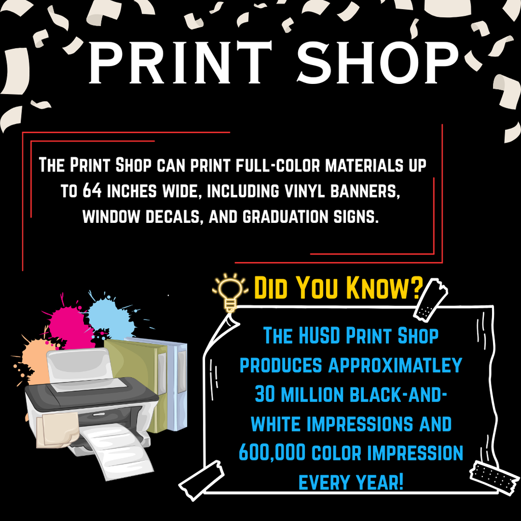 Did You Know? Facts about the Print Shop Department at the Hemet Unified School District.
