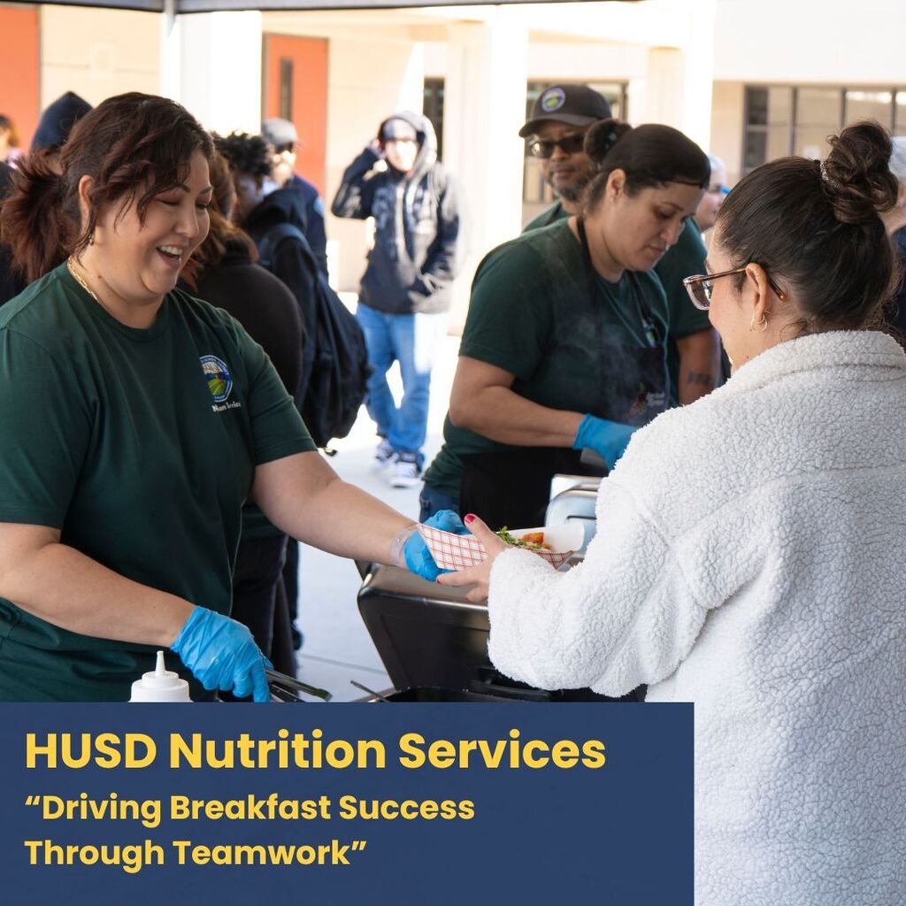 HUSD Nutrition Services Photo with caption including feature in an educational magazine