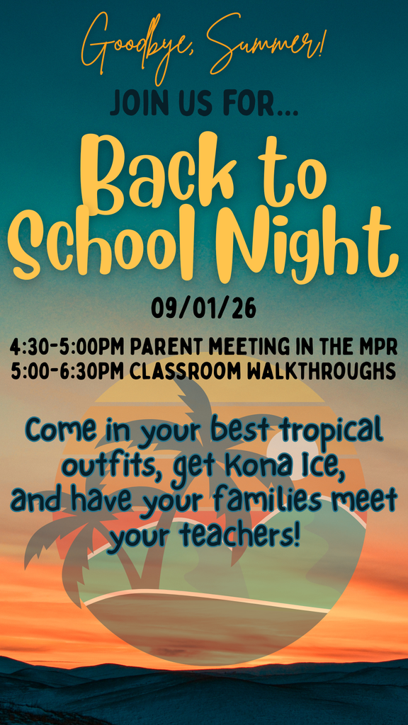 Back to School Night is on Thursday, September 1st. See you there!