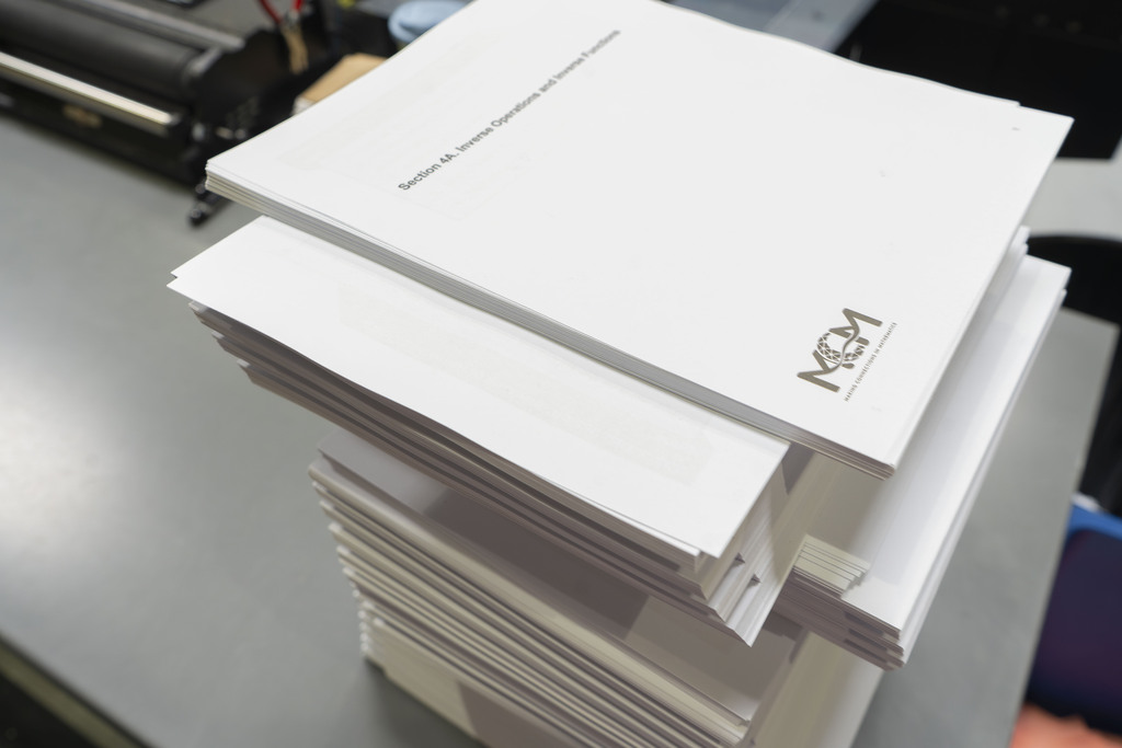 Piles of printed math curriculum