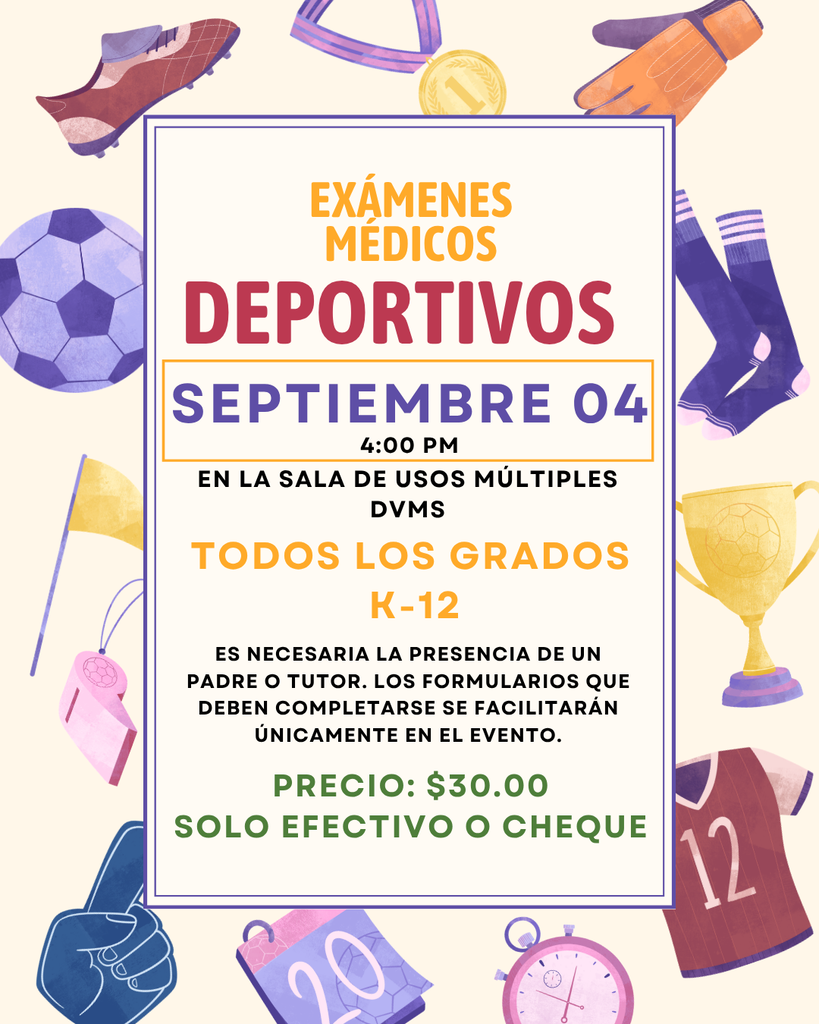 ¡Esta es una excelente oportunidad para que los estudiantes de todos los niveles se realicen sus exámenes físicos deportivos!