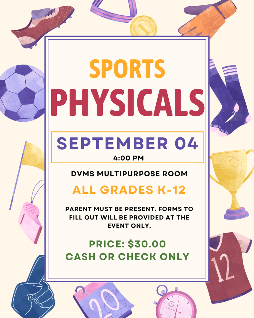 This is a great opportunity for all grade levels to get their sports physicals!