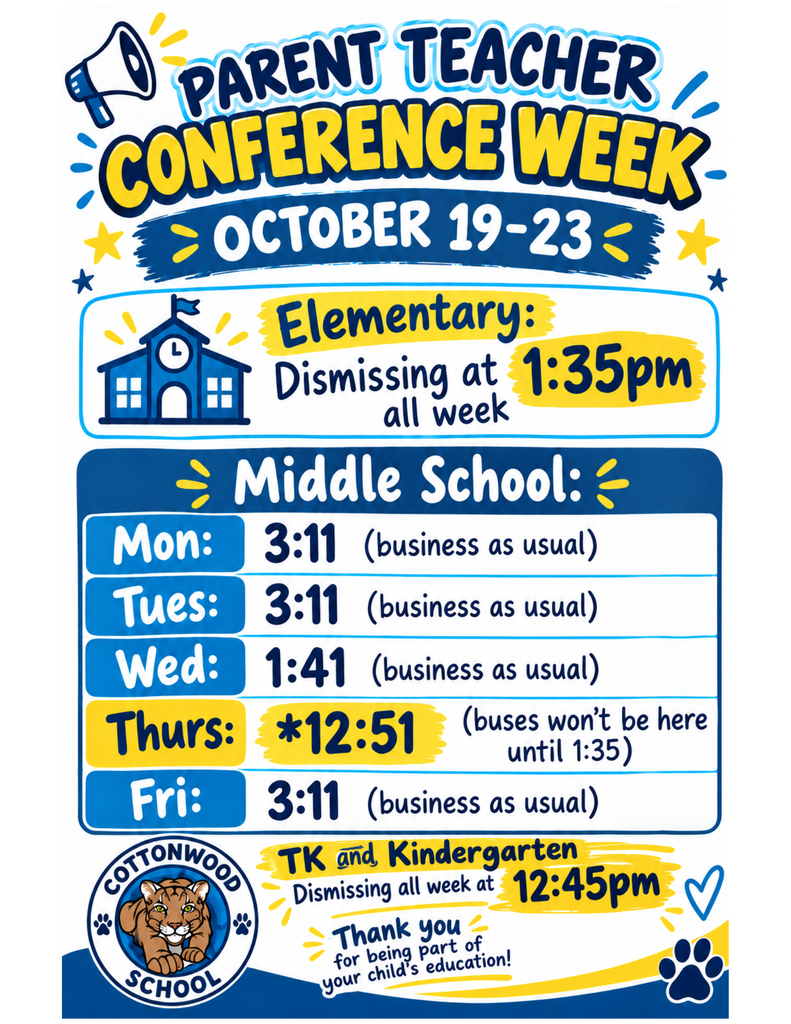 Parent Teacher Conference Week - October 19 - 23