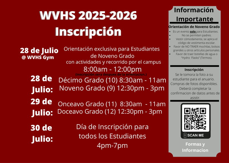 West Valley Registration Info Spanish