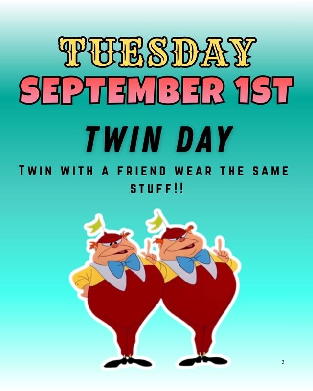 Spirit Week - August 31 - September 4th