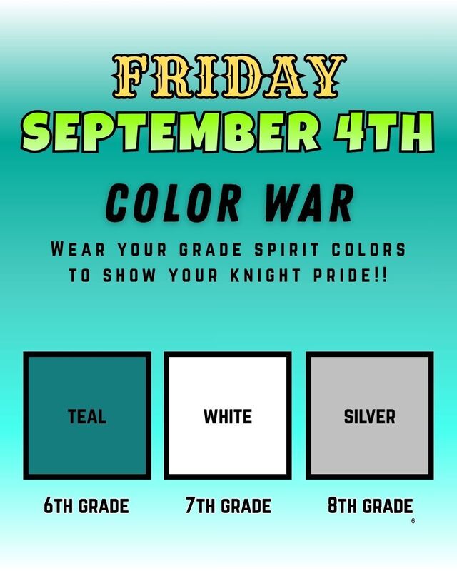 Spirit Week - August 31 - September 4th