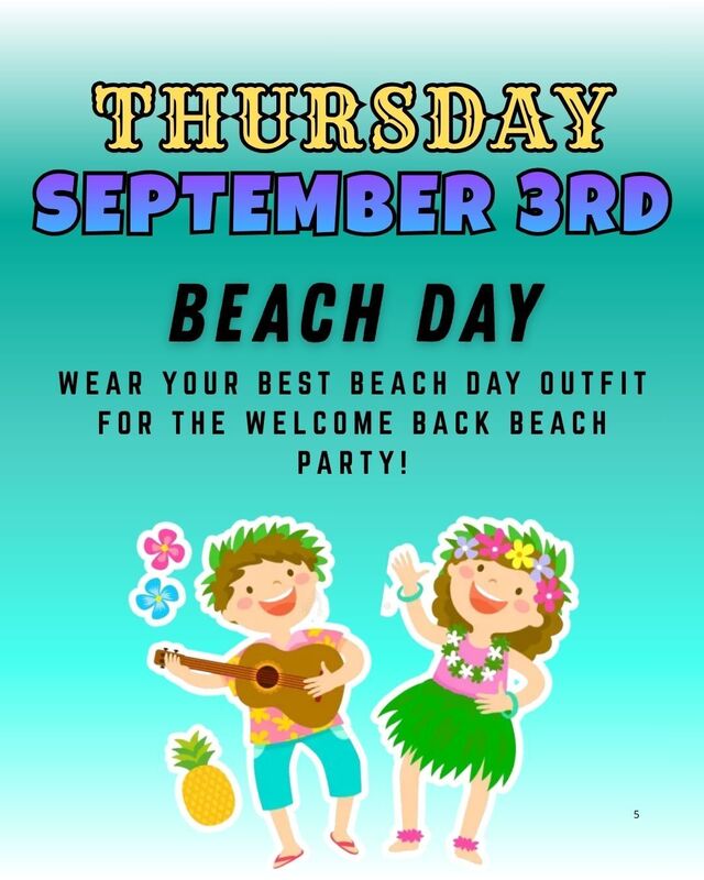 Spirit Week - August 31 - September 4th