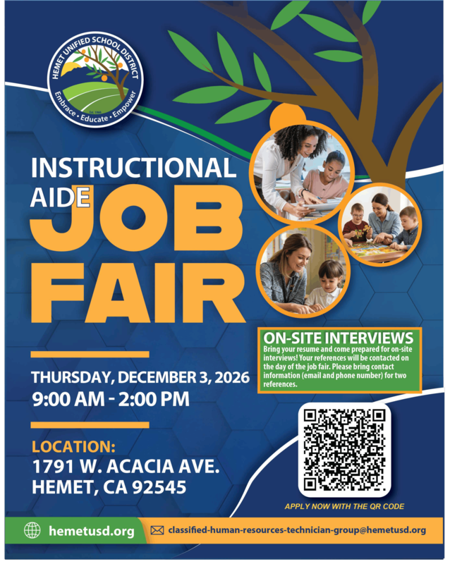 Instructional Aide Job Fair - Thursday, December 3