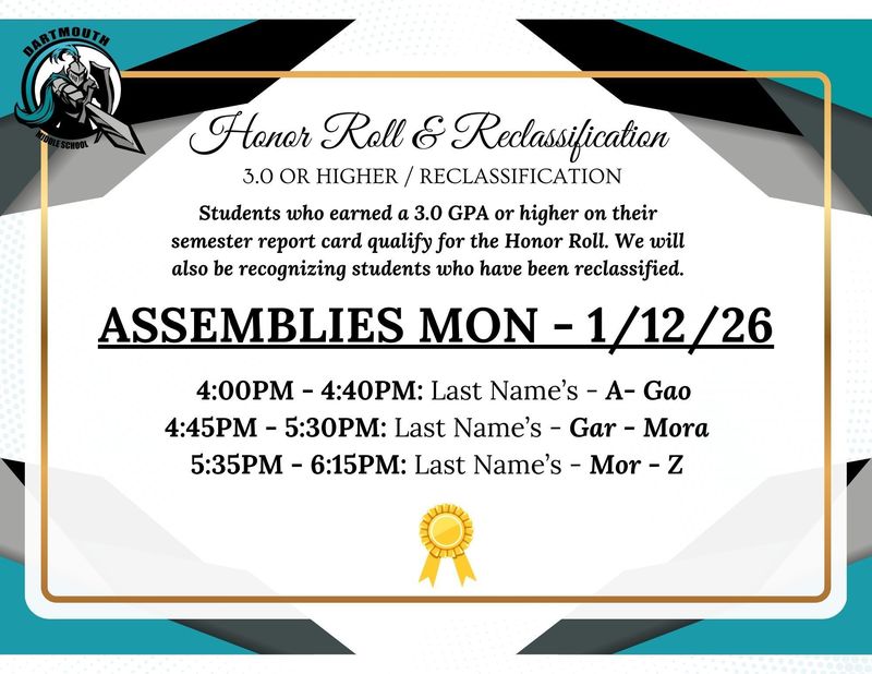 Honor Roll and Reclassification Assemblies