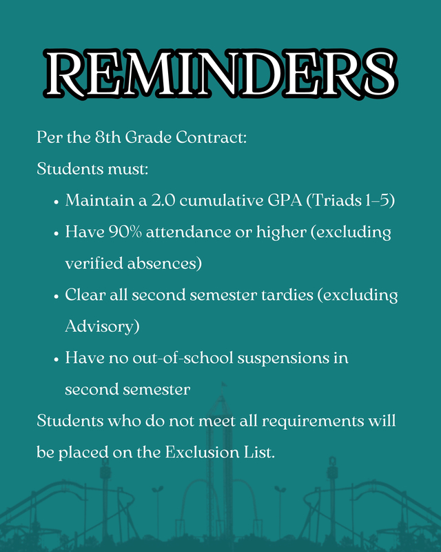 8th-Grade Dance - Tuesday, May 26