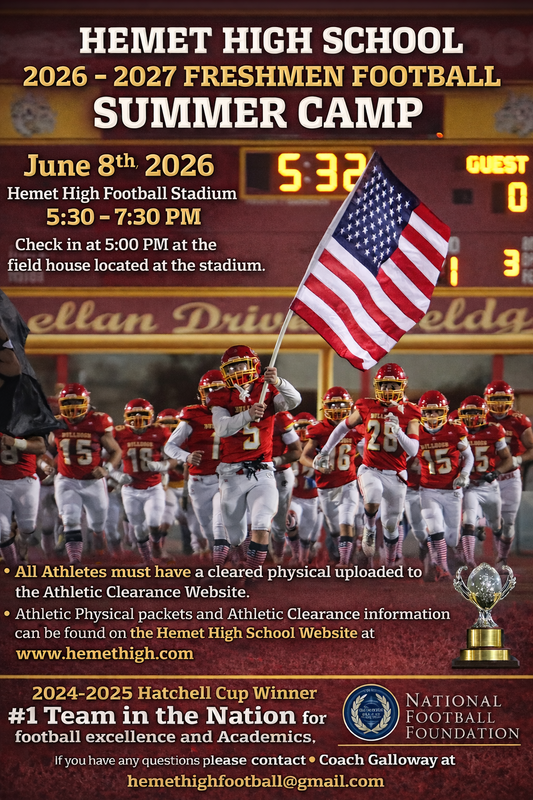Hemet High Freshmen Football Camp - June 8th