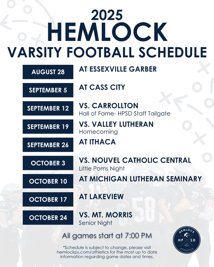 2025 Hemlock Football Schedule