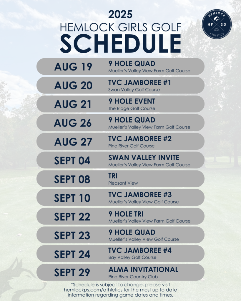 2025 Inaugural Girls Golf Schedule