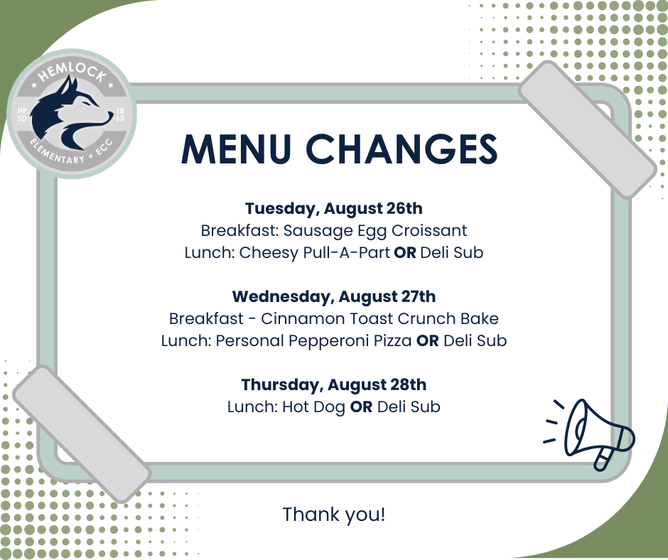 Lunch Menu Changes