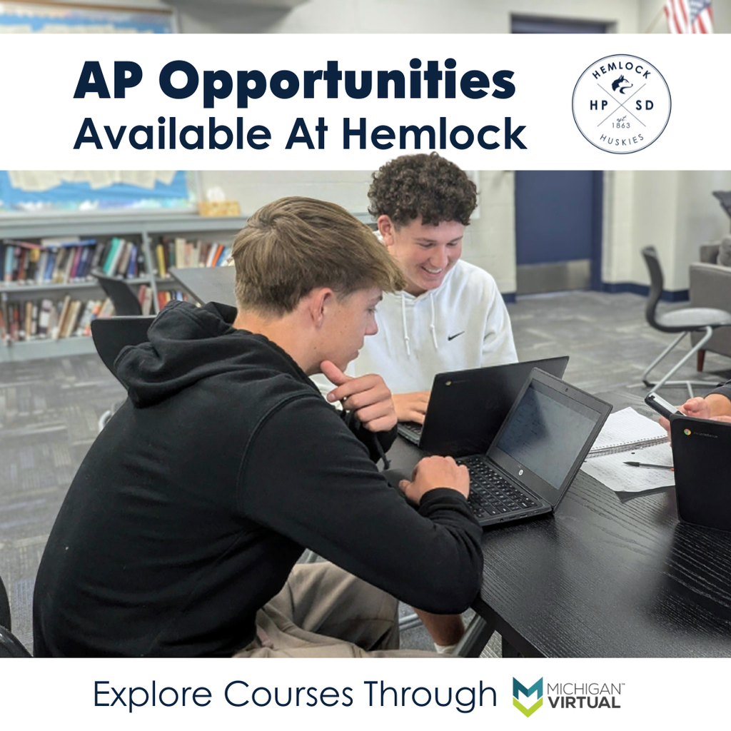 AP Opportunities Avaialble at Hemlock, Explore Courses Through Michigan Virtual