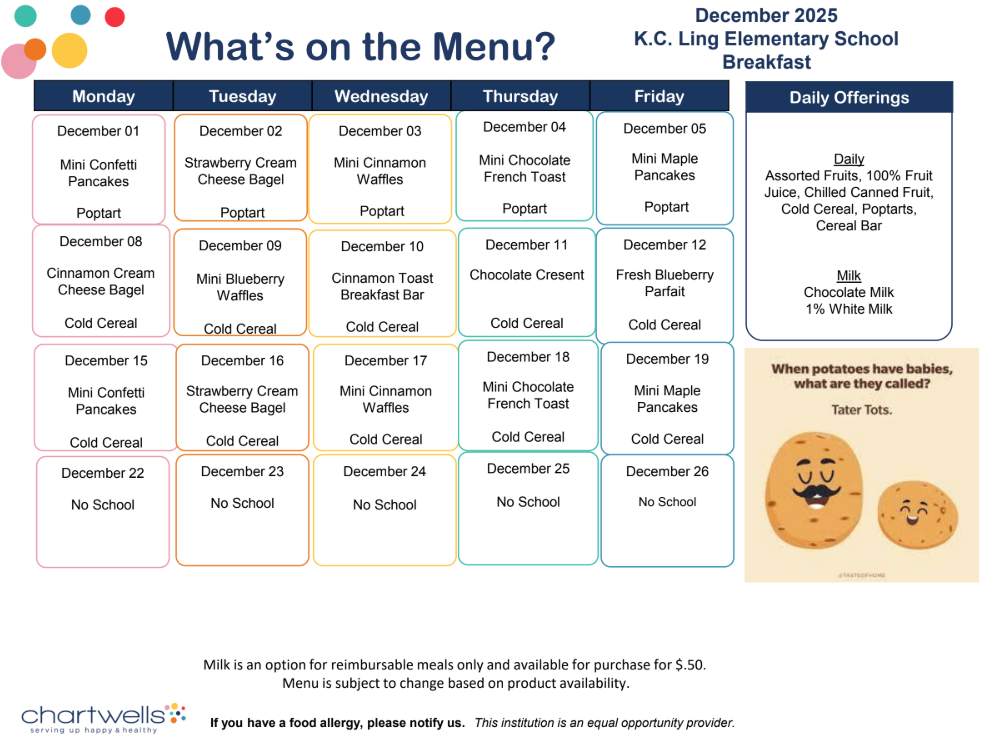 December Breakfast Menu