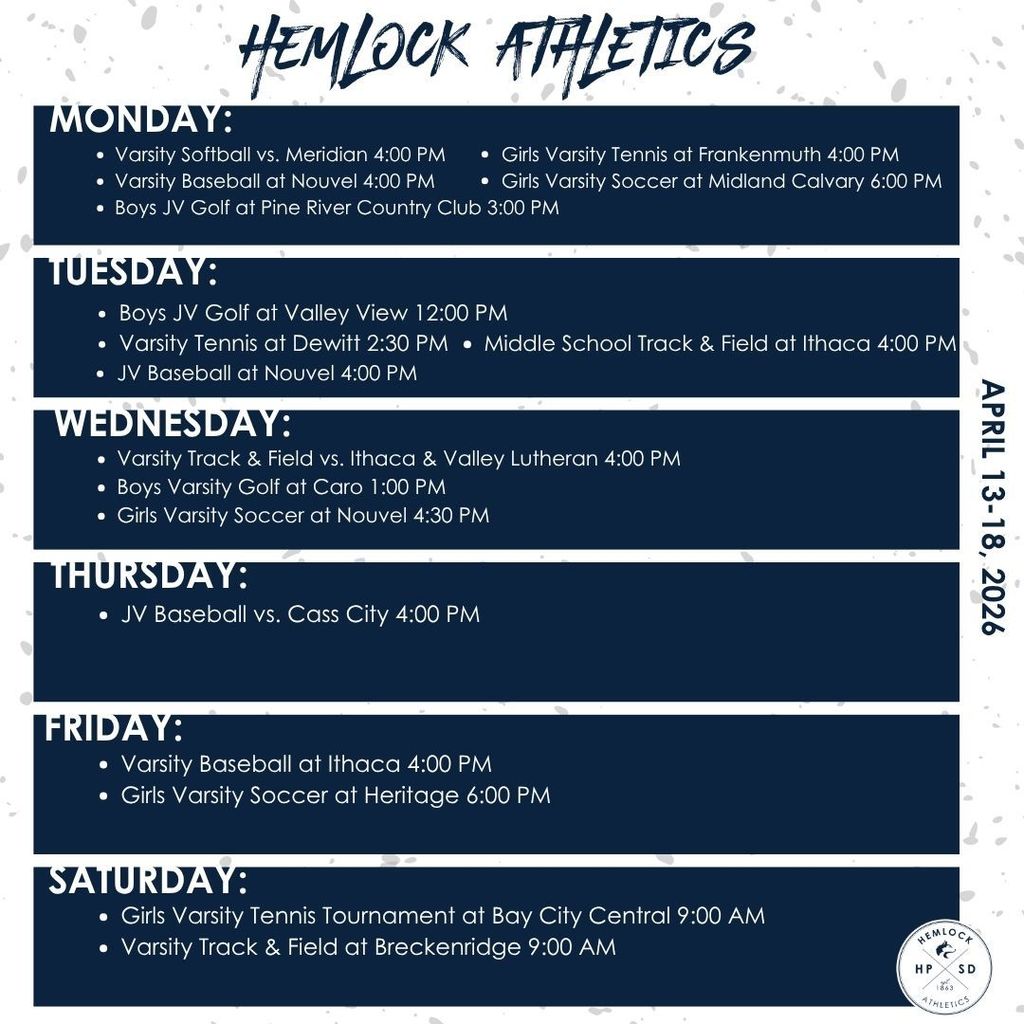 This Weeks Schedule