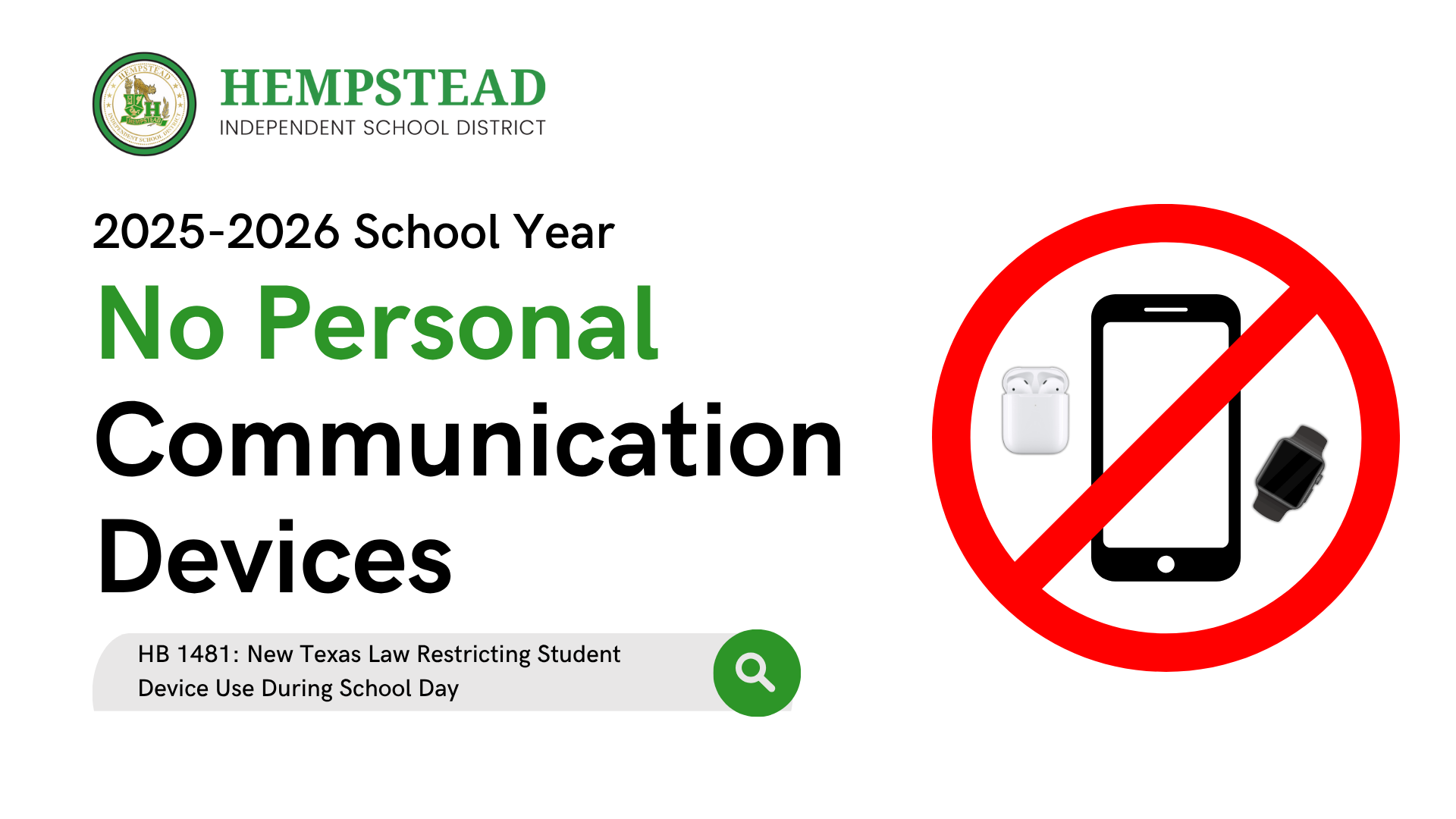 House Bill 1481 and Student Use of Personal Wireless Devices 