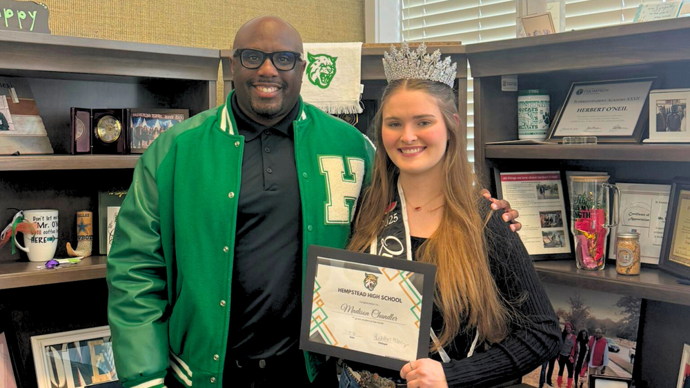 Superintendent Oneil with Student