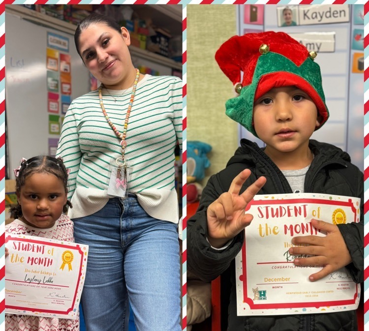 students of the month with paper