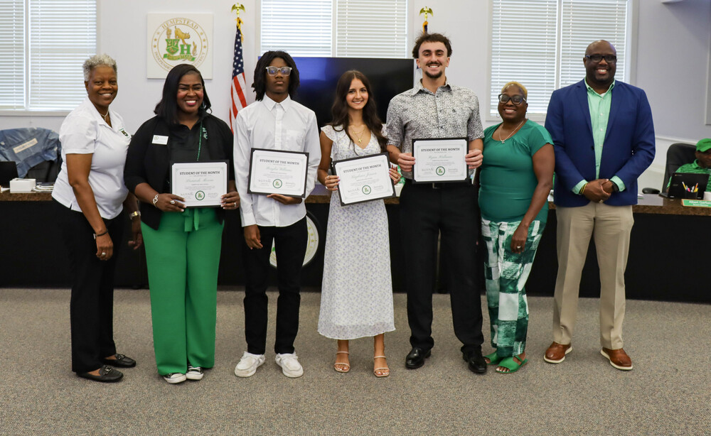 HHS students of the month at the Sept. Board Meeting