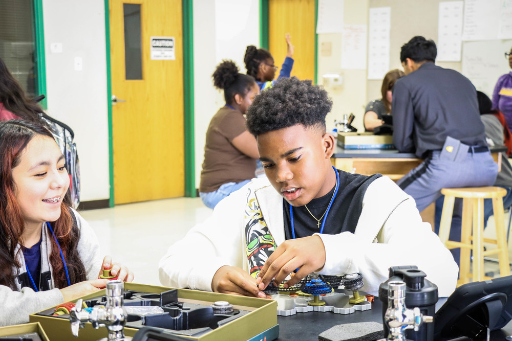 Students working on STEM activity