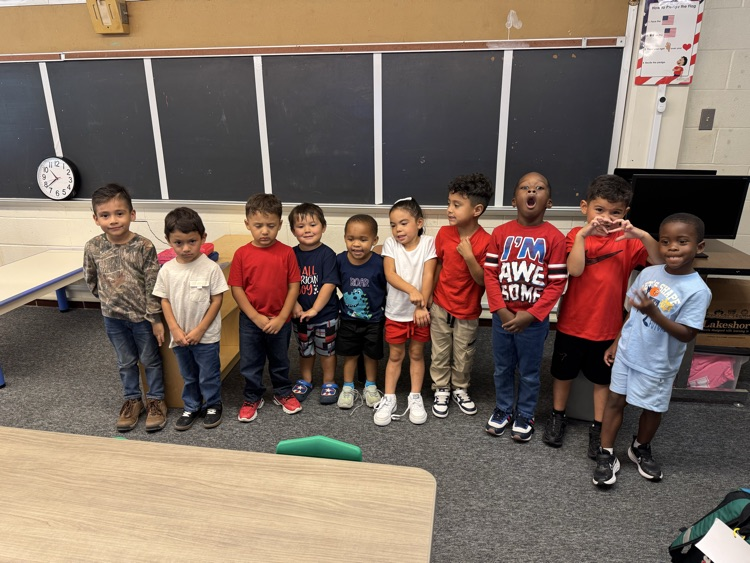 students wearing red, white, and blue