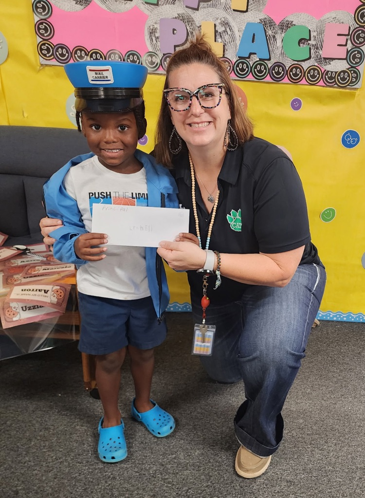 student dressed as mail carrier