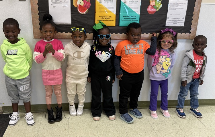 students in sunglasses or neon