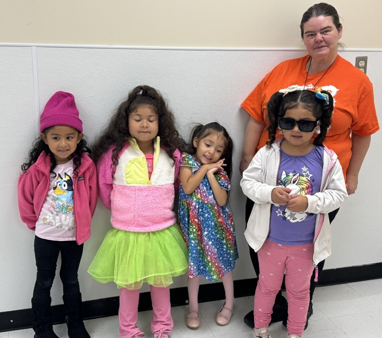 students in sunglasses or neon