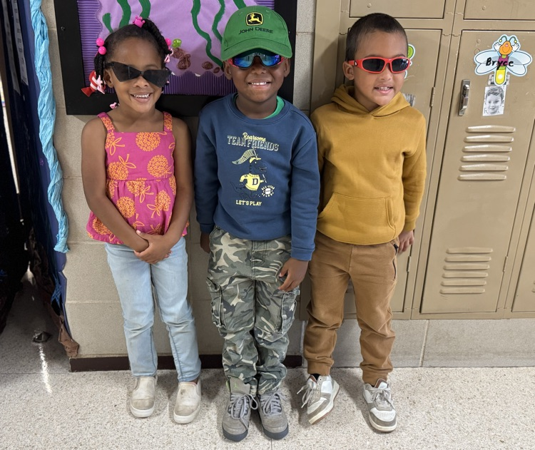 students in sunglasses or neon