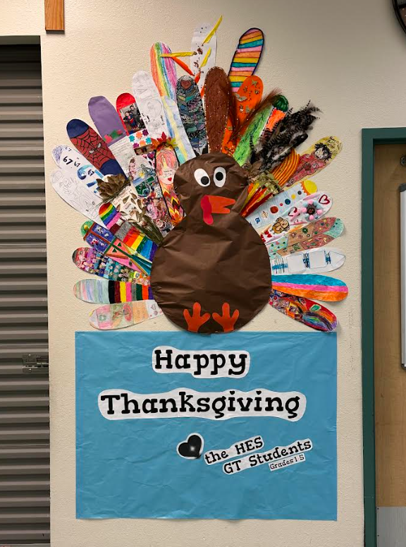 turkey on wall in cafeteria