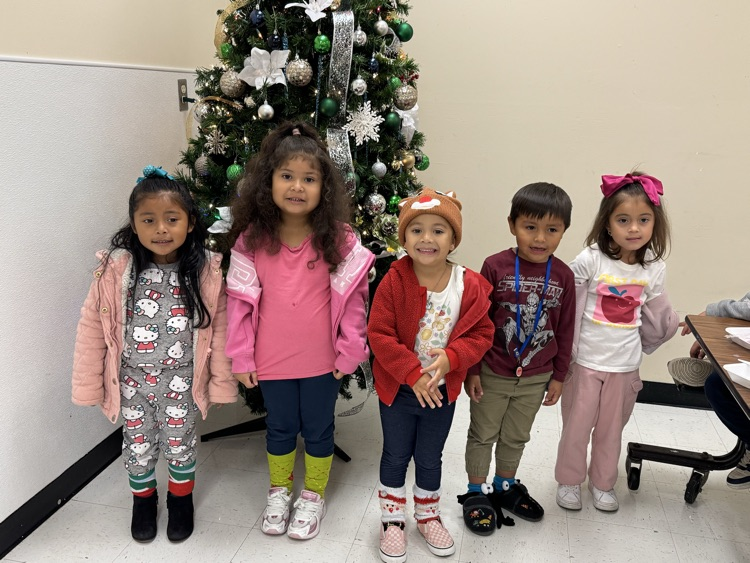 students in Christmas socks