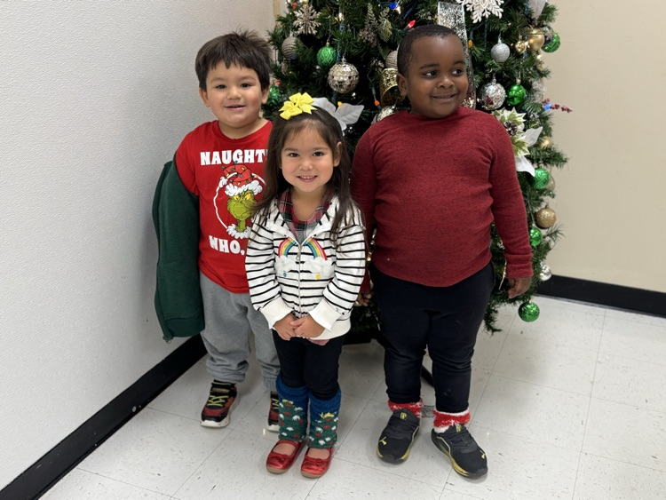 students in Christmas socks